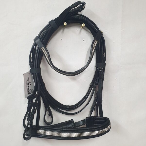 Savara Black and Silver Bling Full Crank Bridle with Web Reins (A9.15.1)