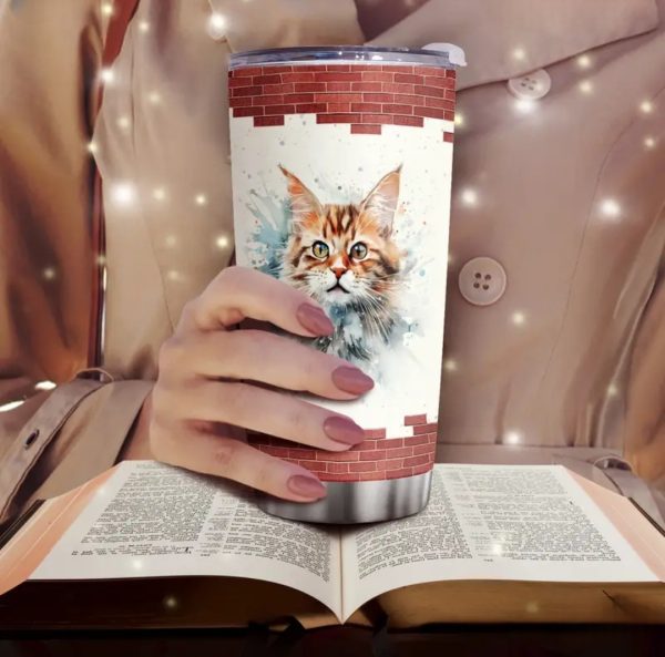 Maine Coon Stainless Steel Travel Tumbler With Lid