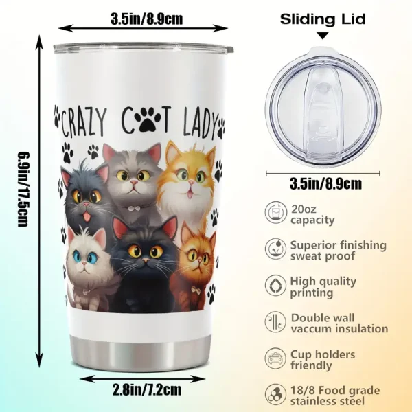 Cat Lover Tumbler - Crazy Cat Lady (CTUM1) - Image 3