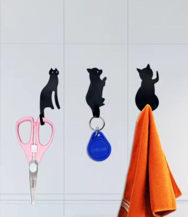 3pcs Cat Shaped Metal Adhesive Hook (CKH3)