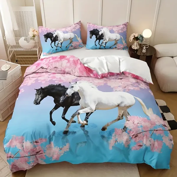 3pcs Horse Floral Duvet Cover Set (HDS1)