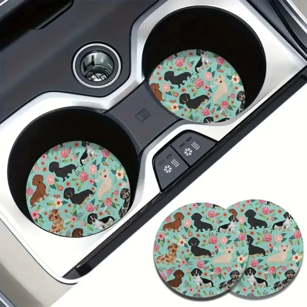 2pcs Dachshund Car Coasters 2 (DCC2)