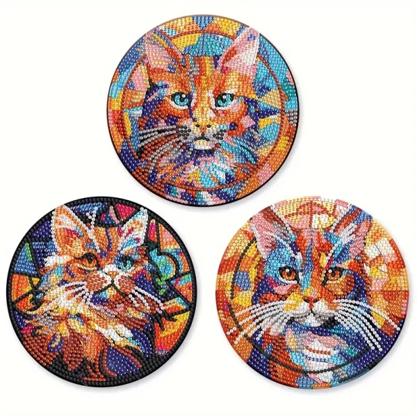 3pcs Cat Diamond Painting Placemat Set (CDD2)
