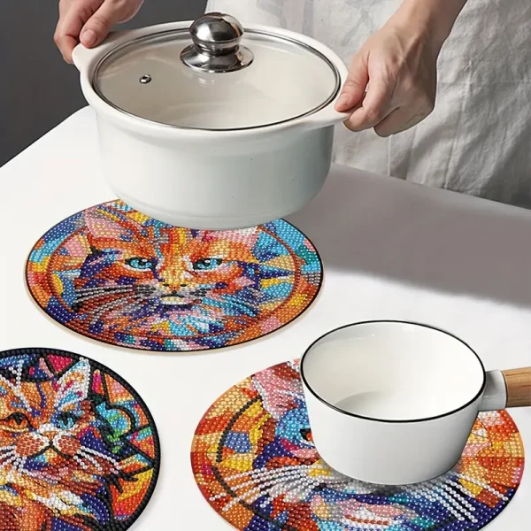 3pcs Cat Diamond Painting Placemat Set (CDD2) - Image 2