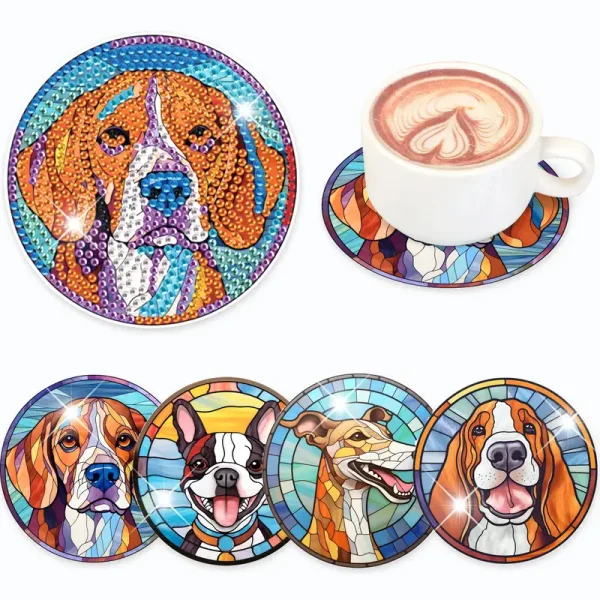 4pcs Dog DIY Diamond Art Coaster Set (DDD2)
