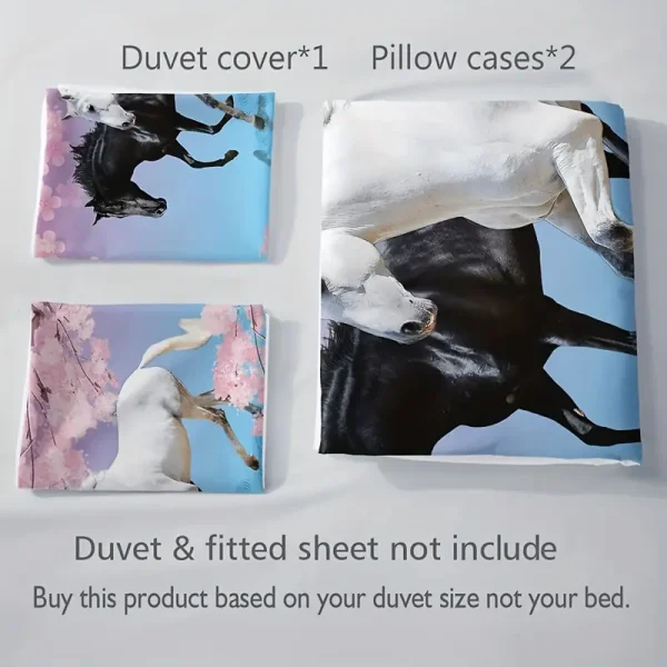 3pcs Horse Floral Duvet Cover Set (HDS1) - Image 2