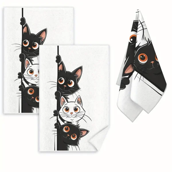 2pcs Cat Cartoon Kitchen Towel (CTOW2)