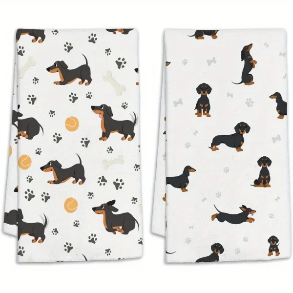 2pcs Dachshund Print Kitchen Towel (DKT3)