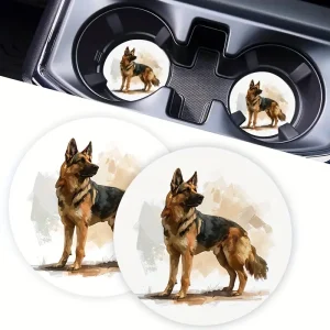 2pcs German Shepard Car Coasters 3 (DCC3)