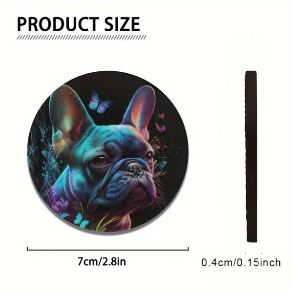 2pcs French Bulldog Car Coasters 4 (DCC4) - Image 2
