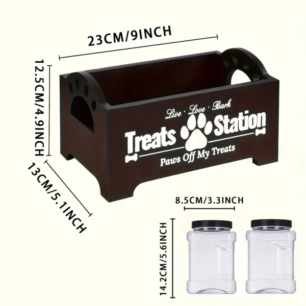 Wooden Pet Treat Holder (T2) 2 Containers - Image 2
