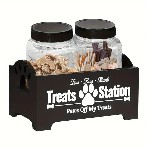 Wooden Pet Treat Holder (T2) 2 Containers