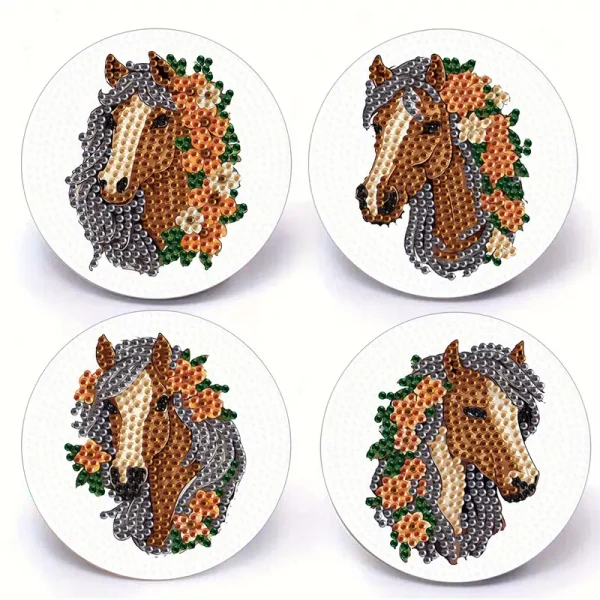 4pcs Horse DIY Diamond Art Coaster Set (HDD2)