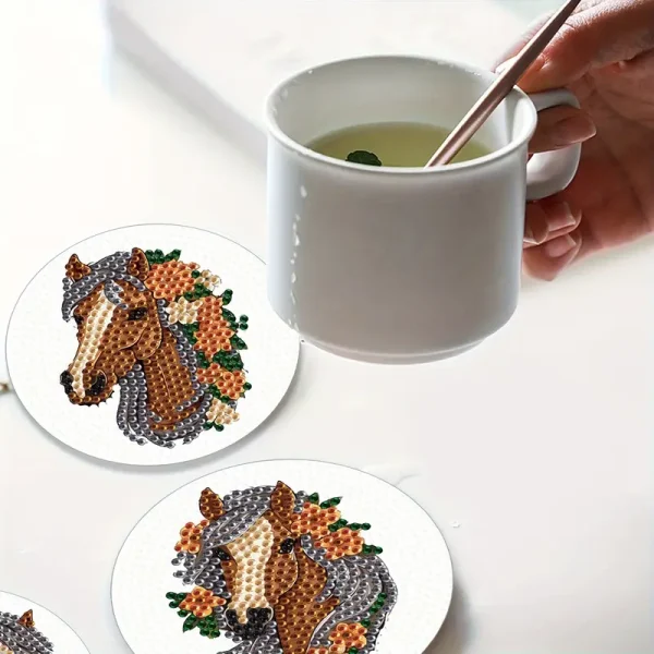 4pcs Horse DIY Diamond Art Coaster Set (HDD2) - Image 4