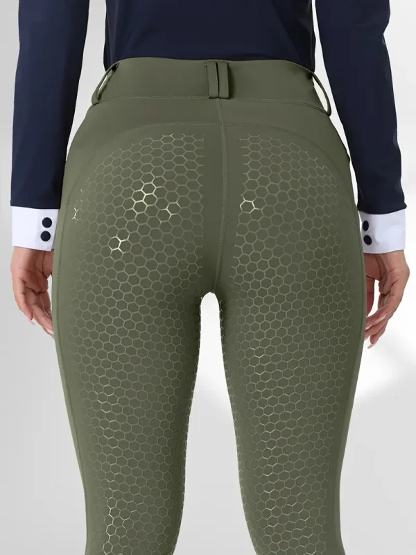 Equestrian Riding Leggings - Army Green (ERL3) - Image 3