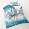 3pcs White & Blue Horse Duvet Cover Set (HDS8) - Image 3