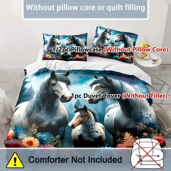 3pcs Horses & Foal Duvet Cover Set (HDS9) - Image 2