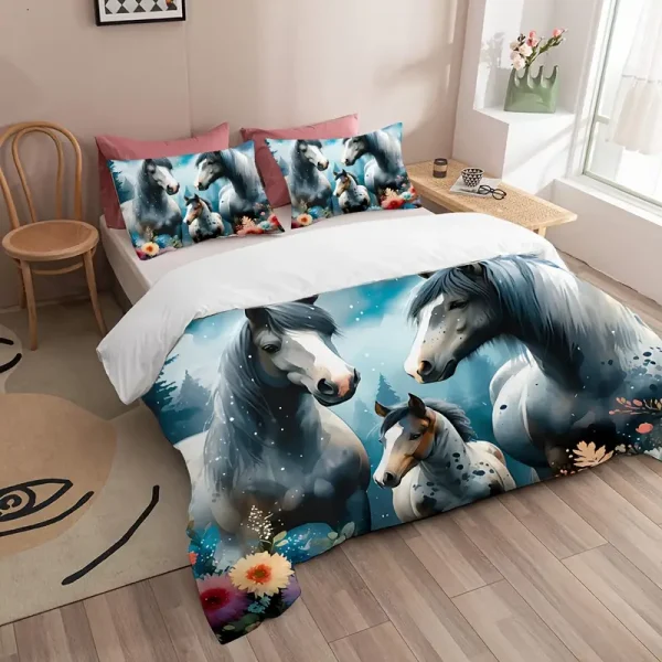 3pcs Horses & Foal Duvet Cover Set (HDS9) - Image 4