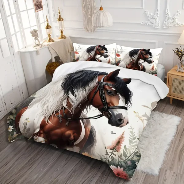 3pcs Paint Horse Duvet Cover Set (HDS11) - Image 2
