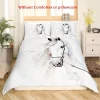 3pcs White Horse Duvet Cover Set (HDS5) - Image 3