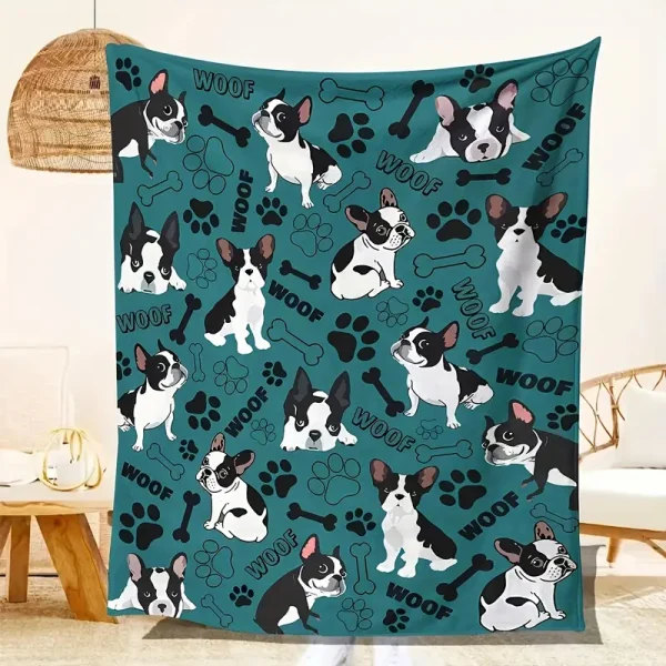 French Bulldog Pattern Flannel Blanket (FBFB1)