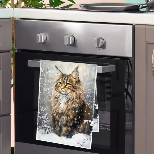 2pcs Maine Coon Print Kitchen Towels (CTOW6) - Image 3