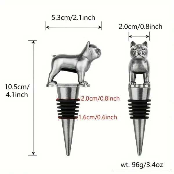 French Bulldog Shaped Wine Stopper (FBWS1) - Image 2