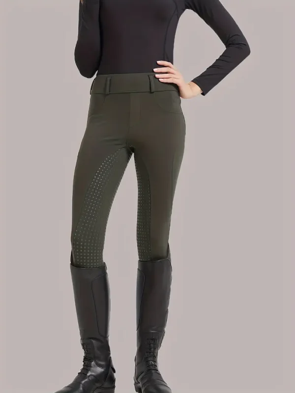 Equestrian Riding Leggings - Dark Army Green (ERL9) - Image 2