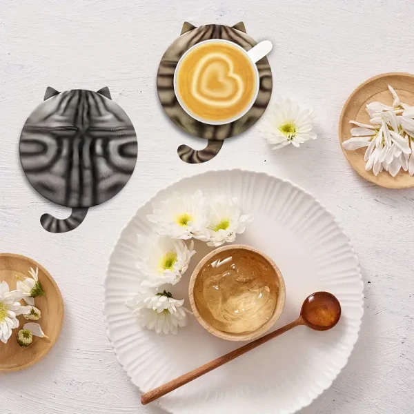 Wooden Cat Shaped Coasters (CSC1) - Image 2