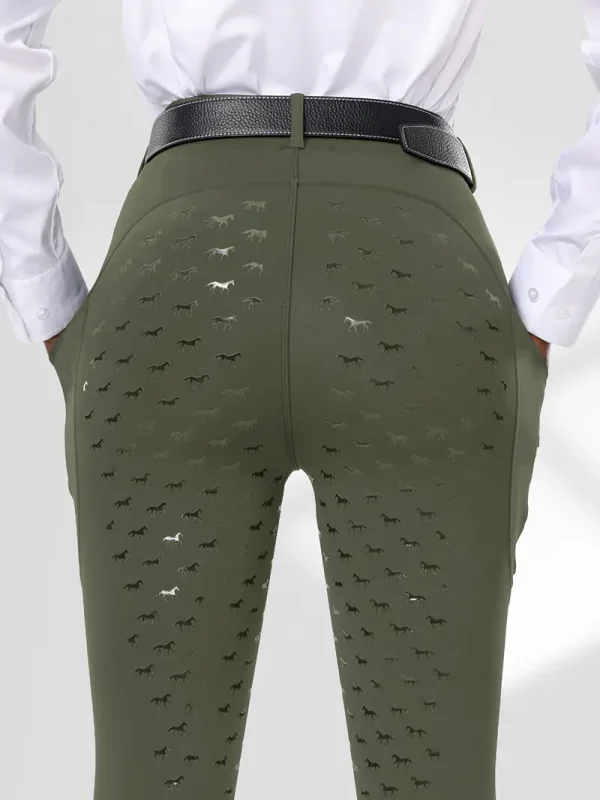 Equestrian Riding Leggings - Army Green (ERL17) - Image 3