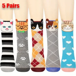 5 Pairs Cat Pattern Socks (CS11)