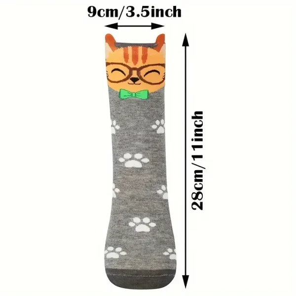 5 Pairs Cat Pattern Socks (CS11) - Image 4
