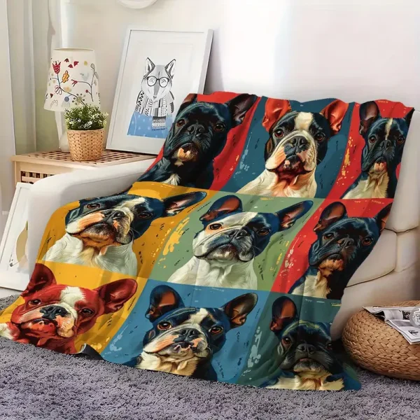 French Bulldog Pattern Flannel Blanket (FBFB3) - Image 2