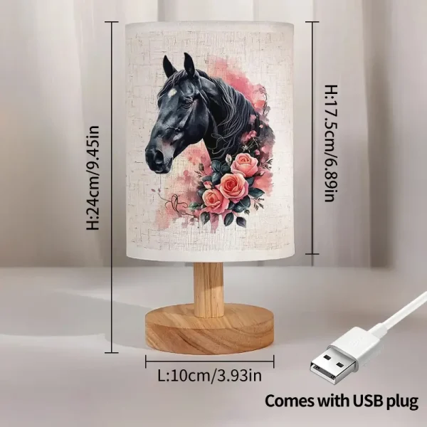 Nordic Wooden Table Lamp – Horse (HTL4) - Image 2