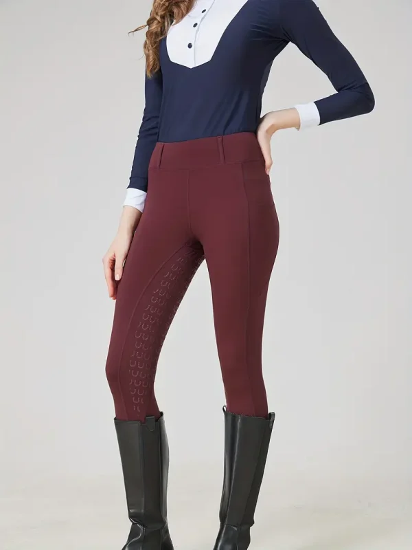 Equestrian Riding Leggings - Burgundy (ERL21) - Image 3