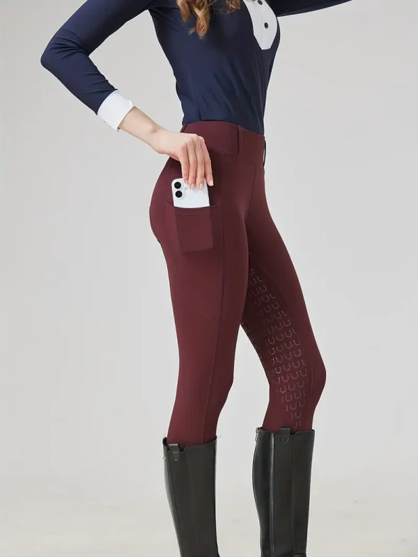 Equestrian Riding Leggings - Burgundy (ERL21) - Image 2