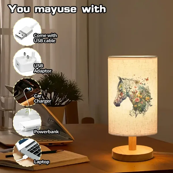 Nordic Wooden Table Lamp - Horse (HTL1) - Image 4