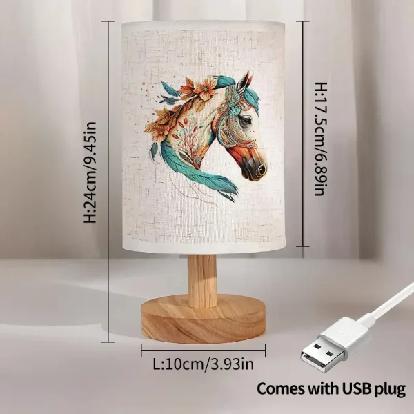 Nordic Wooden Table Lamp - Horse (HTL2) - Image 2