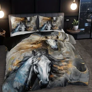3pcs Abstract Horse Duvet Cover Set (HDS12)
