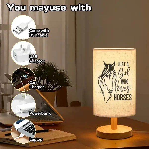Nordic Wooden Table Lamp – Horse (HTL3) - Image 3