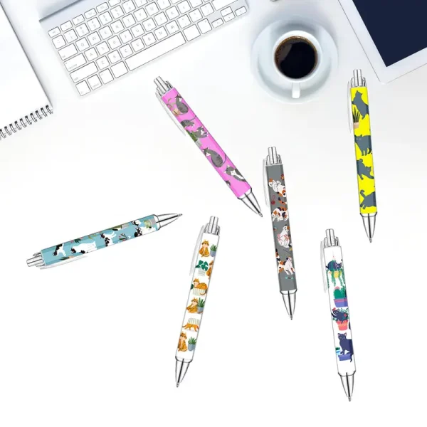 6pcs Cat Print Ballpoint Pens (CPP3) - Image 2