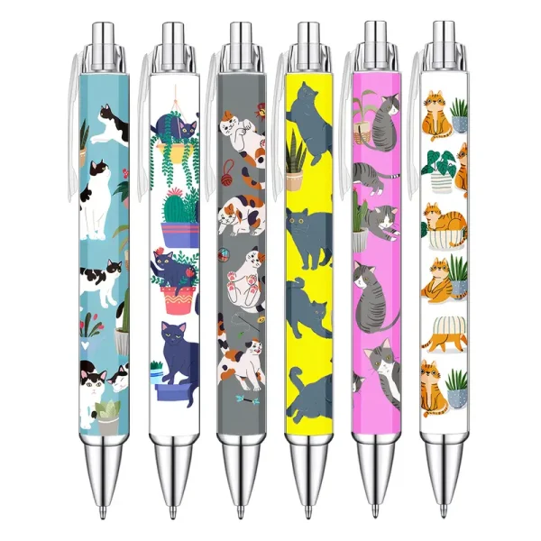 6pcs Cat Print Ballpoint Pens (CPP3)