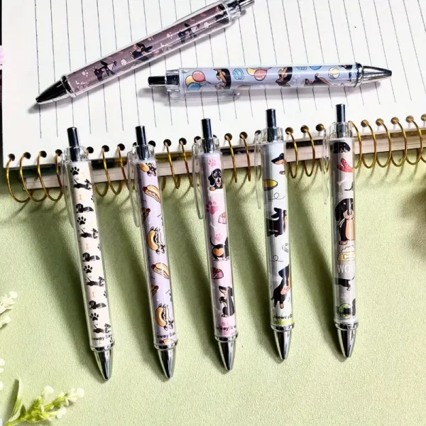 7pcs Dachshund Print Ballpoint Pens (DPP2) - Image 2