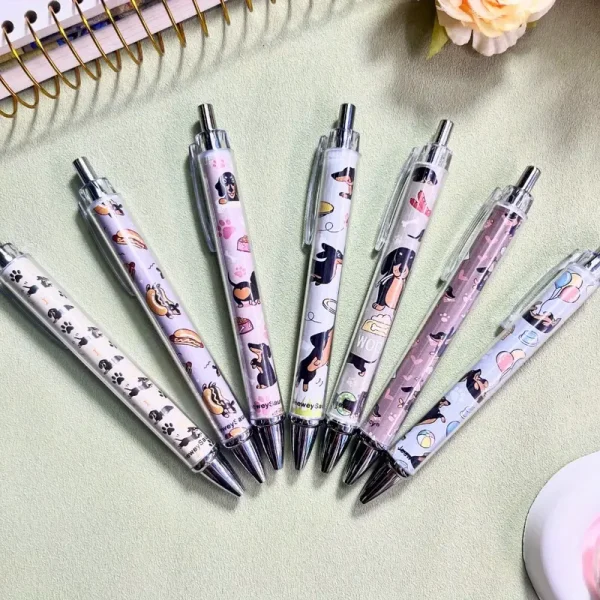7pcs Dachshund Print Ballpoint Pens (DPP2)
