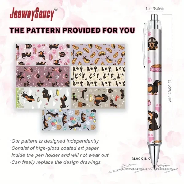 7pcs Dachshund Print Ballpoint Pens (DPP2) - Image 3
