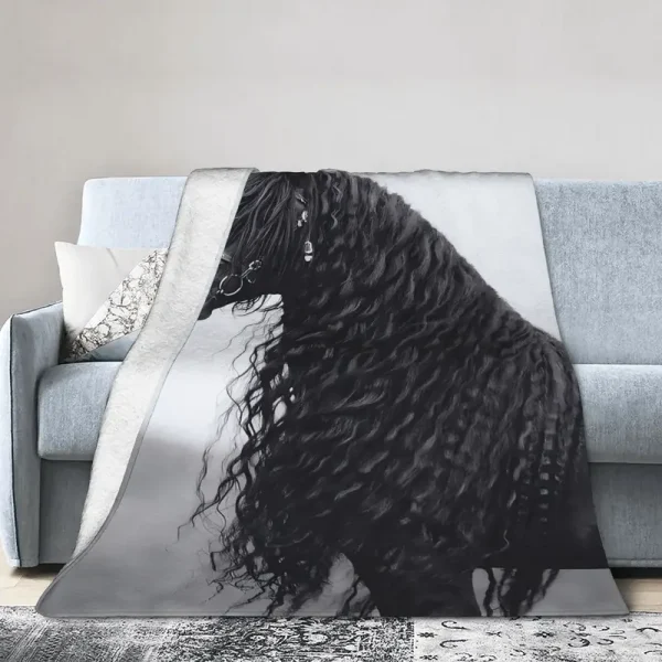 Friesian Horse Flannel Blanket (HFB4) - Image 2