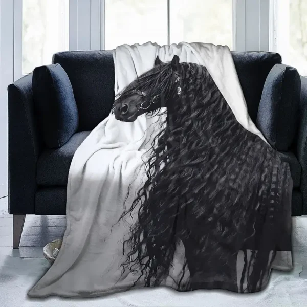 Friesian Horse Flannel Blanket (HFB4) - Image 3
