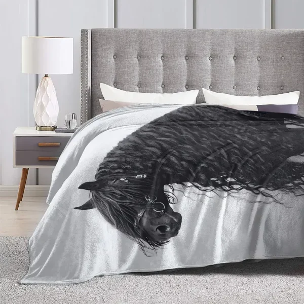 Friesian Horse Flannel Blanket (HFB4) - Image 5