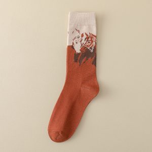 White & Brown Horse Socks (HS9)