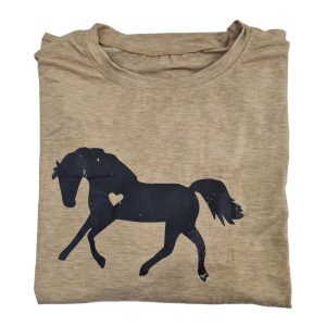 Horse Print T-Shirt Khaki XXLarge (HTS16)